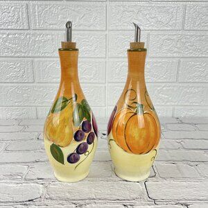 Hand-Painted Ceramic Olive Oil and Vinegar Dispenser Set